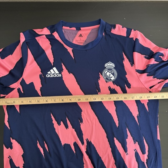 adidas Men's Size Large Dark Blue Short Sleeve Real Preshi Soccer Jersey Shirt - Picture 5 of 6